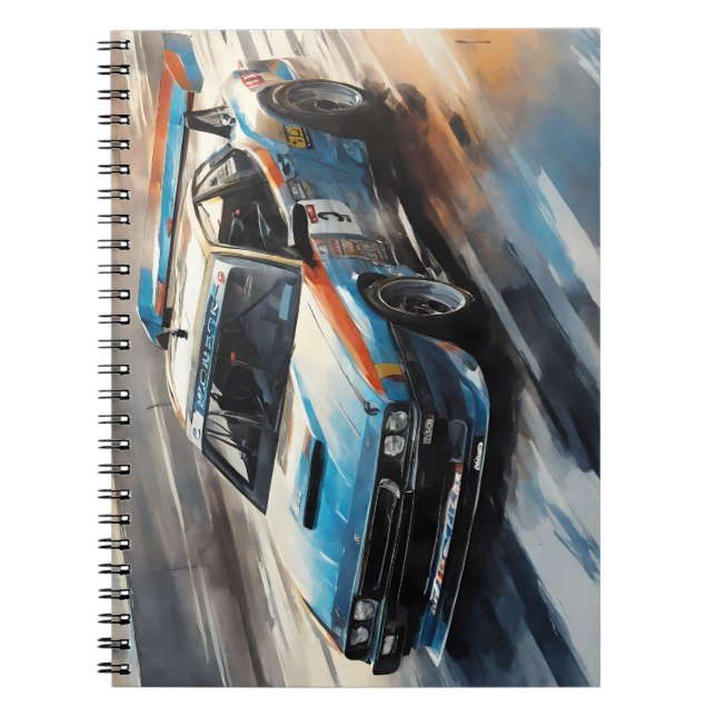 Cuaderno Coche de Carreras azul deportivo (Frente)