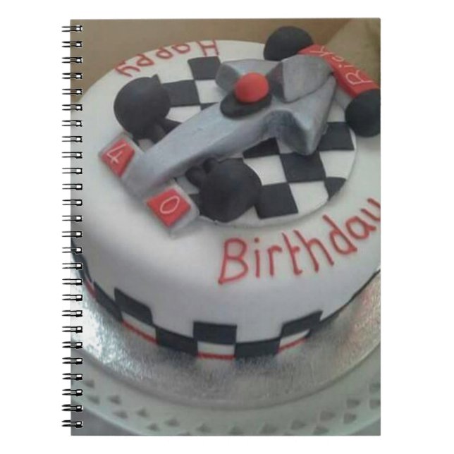 Cuaderno coche de carreras de cumpleaños feliz (Frente)
