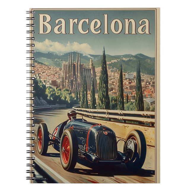 Cuaderno Coche de Carreras de época en Barcelona (Frente)