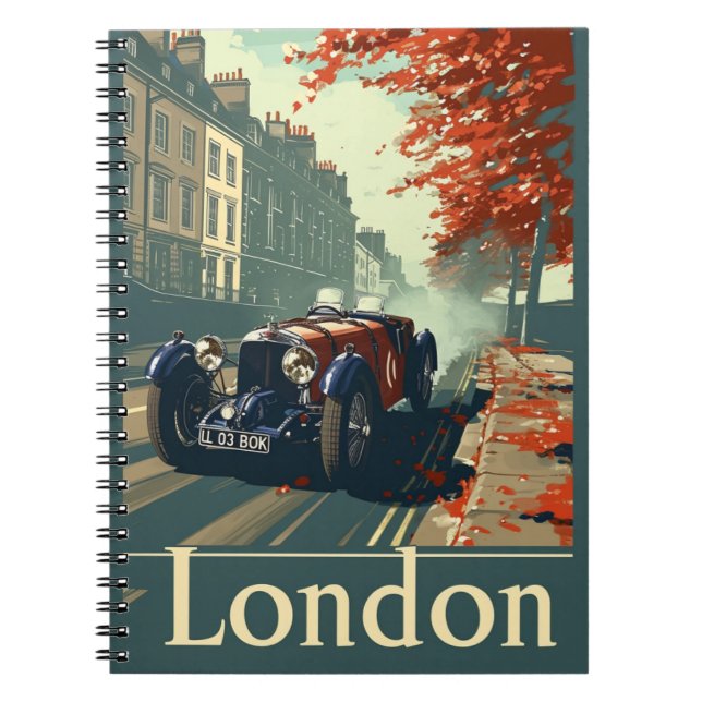 Cuaderno Coche de Carreras de época en Londres (Frente)