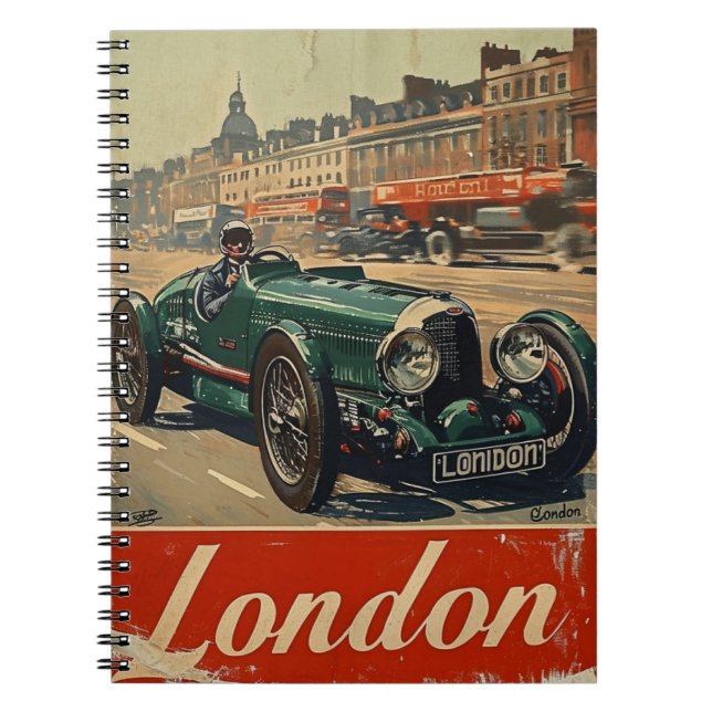 Cuaderno Coche de Carreras de época en Londres (Frente)