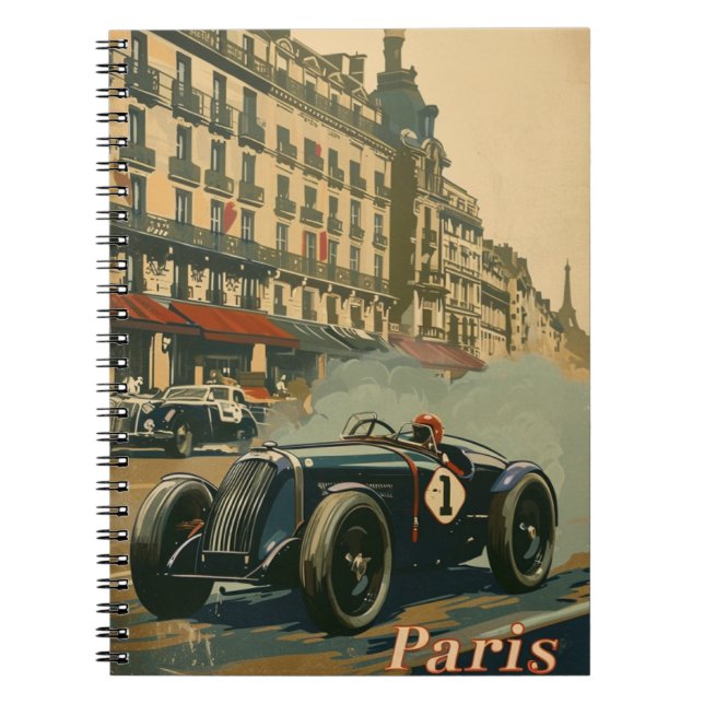 Cuaderno Coche de Carreras de época en París (Frente)