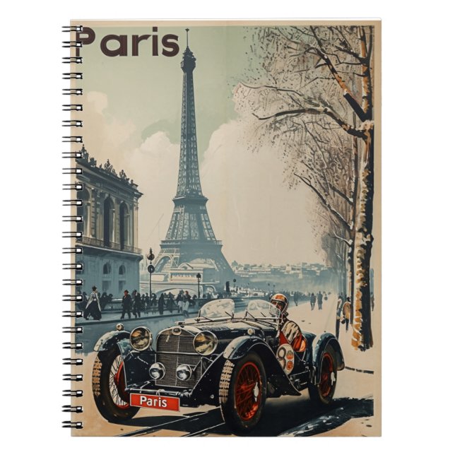 Cuaderno Coche de Carreras de época en París (Frente)
