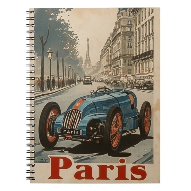 Cuaderno Coche de Carreras de época en París (Frente)