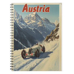 Cuaderno Coche de Carreras vintage en los Alpes austríacos
