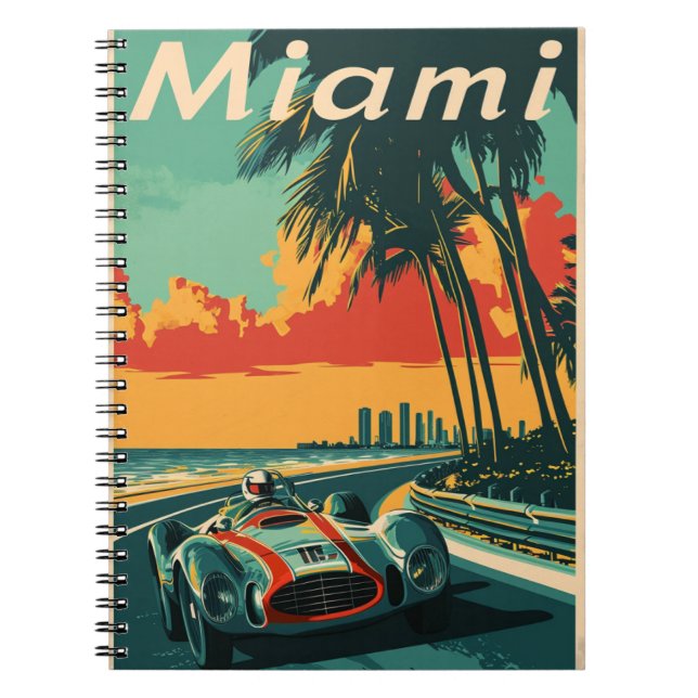 Cuaderno Coche de Carreras vintage en Miami (Frente)