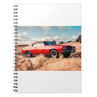 Cuaderno Coche de músculo rojo en la hierba.
