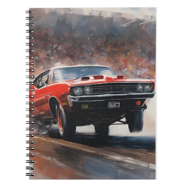 Cuaderno Coche de músculo rojo vintage (Frente)