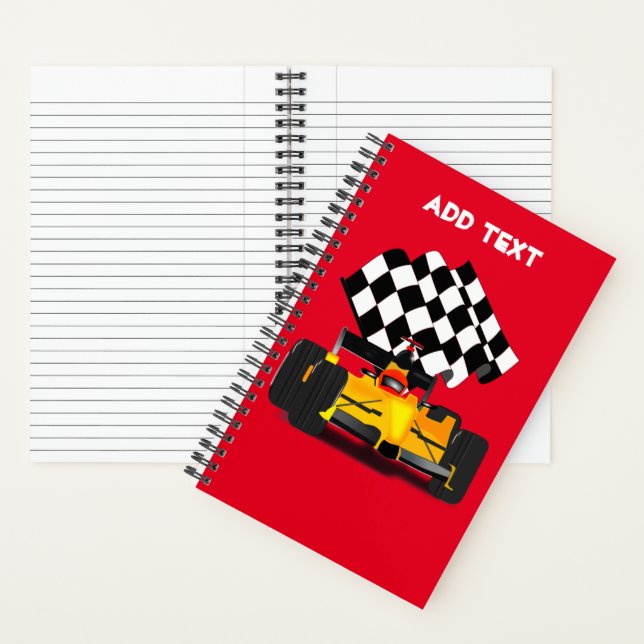 Cuaderno Coche de raza amarilla con bandera verificada (Interior)