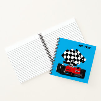 Cuaderno Coche de raza roja con bandera verificada