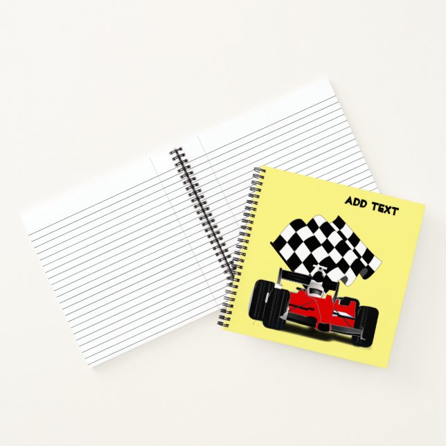 Cuaderno Coche de raza roja con bandera verificada (Interior)