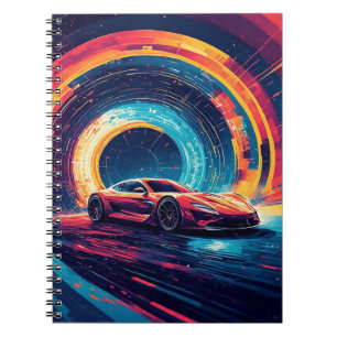 Cuaderno Coche deportivo vibrante en un arte abstracto diná