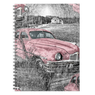 Cuaderno coche rosa vintage
