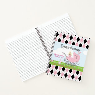 Cuaderno Cochecito vintage rosa para niña adorable