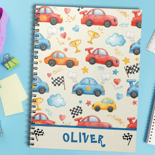 Cuaderno Coches de Carreras Acuarela Coloridos Lindos