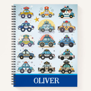 Cuaderno Coches de policía lindos Patrón Personalizado