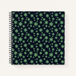 Cuaderno Cochos de nieve verdes y blancos con fondo azul