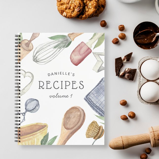 Cuaderno Cocina acuarela Suministros de recetas personaliza (Subido por el creador)