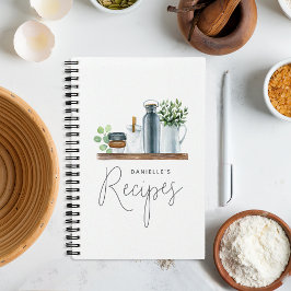 Cuaderno Cocina acuarela Suministros de recetas personaliza