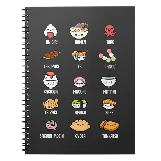 Cuaderno Cocina asiática ligera Kawaii Sushi Rice Fish Rame (Frente)