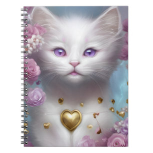 CUADERNO COCINA BLANCA DE FLUJO CUIDADA CON FLORES ROJOS