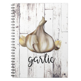 Cuaderno Cocina de ajo rustico de madera blanca de granja
