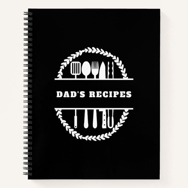 Cuaderno Cocina de papá de cocina de hormigón blanco y negr (Anverso)