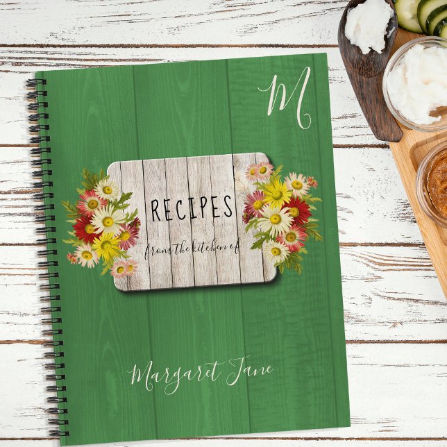 Cuaderno Cocina de recetas monogramada de cocina rústica (Subido por el creador)