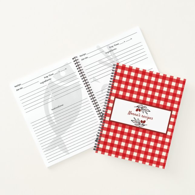 Cuaderno Cocina italiana personalizada de Red Gingham (Interior)