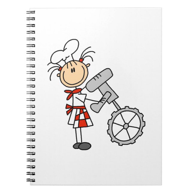 Cuaderno Cocinera Femenina Usando Batidora (Frente)