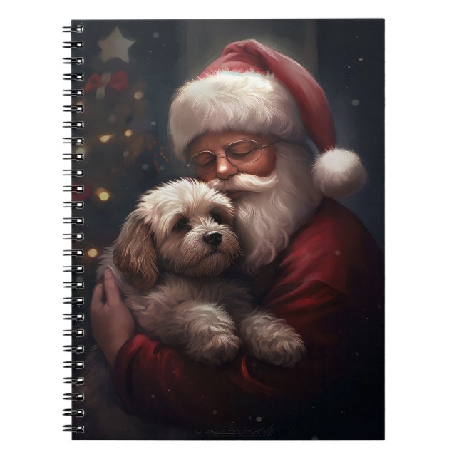 Cuaderno Cockapoo con Navidades festivos de Santa Claus (Frente)
