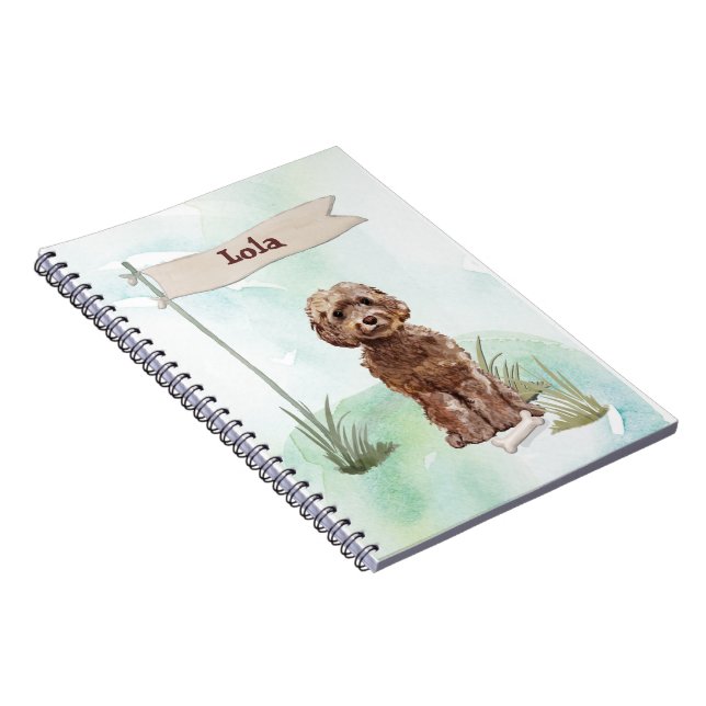 Cuaderno Cockapoo marrón felicita a nuevo perro (Lado Derecho)