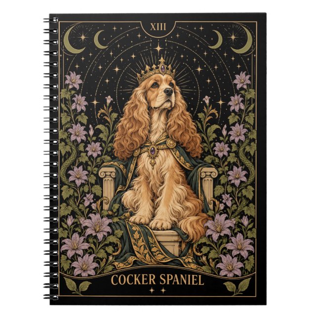 Cuaderno Cocker Spaniel, Arte del Tarot Starlit (Frente)