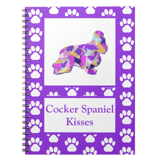 Cuaderno Cocker Spaniel Besa a Perro Silhouette PurplePY&B (Frente)