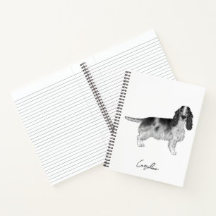 Cuaderno Cocker Spaniel en negro y blanco & texto personali
