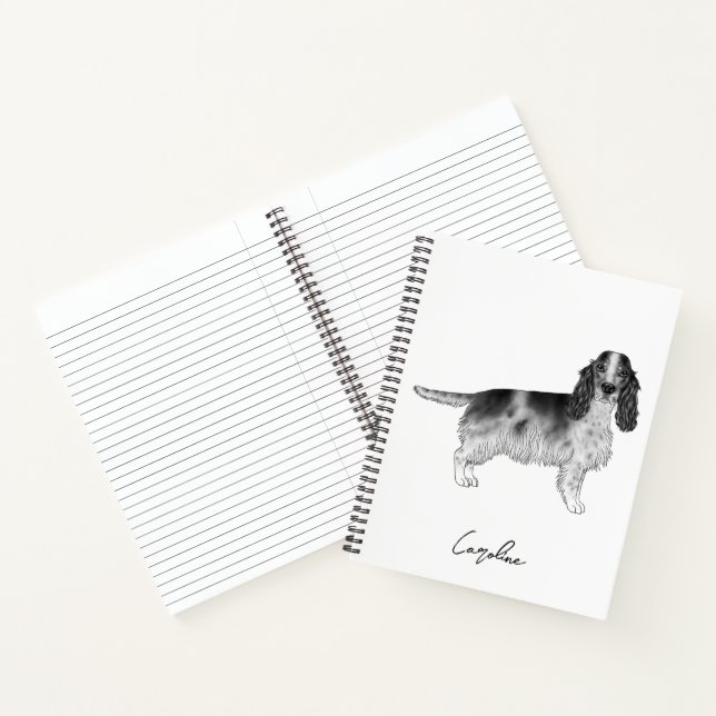 Cuaderno Cocker Spaniel en negro y blanco & texto personali (Interior)