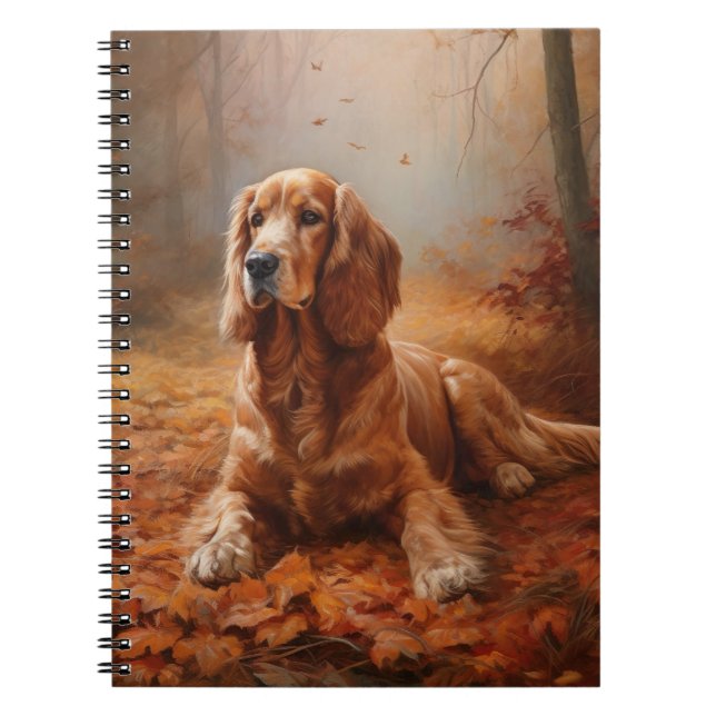 Cuaderno Cocker Spaniel en otoño inspira caída de hojas (Frente)