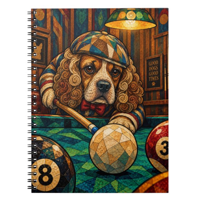 Cuaderno Cocker Spaniel, mosaico geométrico (Frente)