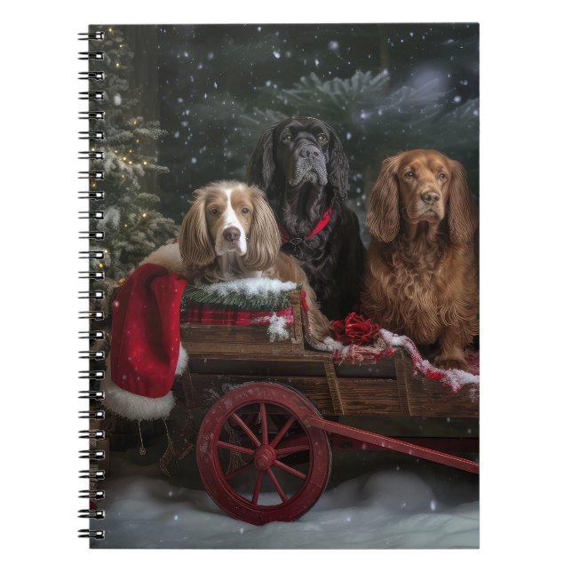 Cuaderno Cocker Spaniel Nevado Trineo Decoración de Navidad (Frente)