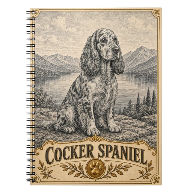 Cuaderno Cocker Spaniel, perro vintage de herencia (Frente)