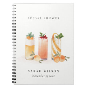 Cuaderno Cocktail de fruta lindo Naranja Rubor Bridal Showe