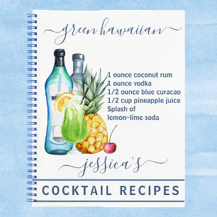 Cuaderno Cocktail Watercolor Receta Personalizado de bebida