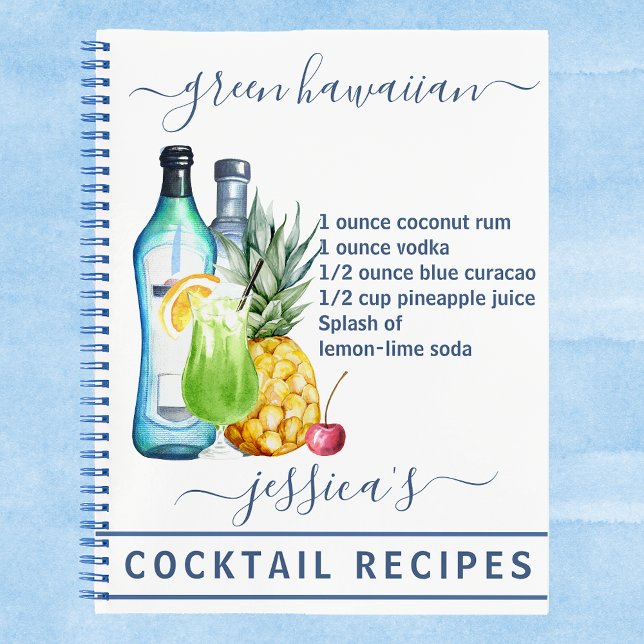 Cuaderno Cocktail Watercolor Receta Personalizado de bebida (Subido por el creador)