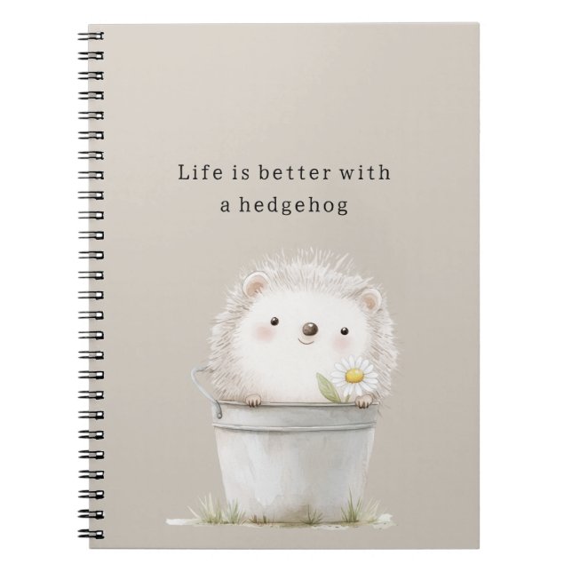 Cuaderno Cocoa Cream Hedgehog Daisy Flower Bucket   (Frente)
