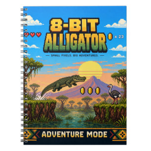 Cuaderno Cocodrilo, arte de píxeles retro de 8 bits