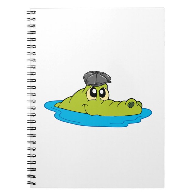 Cuaderno Cocodrilo Lindo con Gorra de Periodista - Dibujo A (Frente)