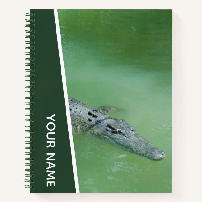 Cuaderno Cocodrilo nadando en Australia, verde (Anverso)