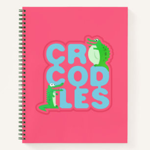 Cuaderno Cocodrilos con dos grúas felices - letras azules