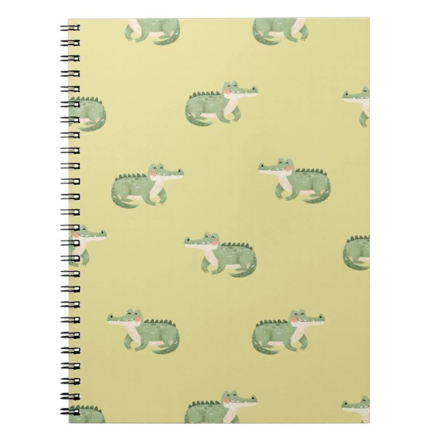 Cuaderno Cocodrilos en acuarela sobre amarillo claro (Frente)