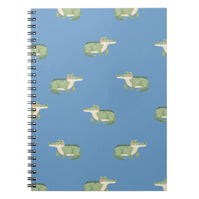 Cuaderno Cocodrilos en acuarela sobre azul (Frente)